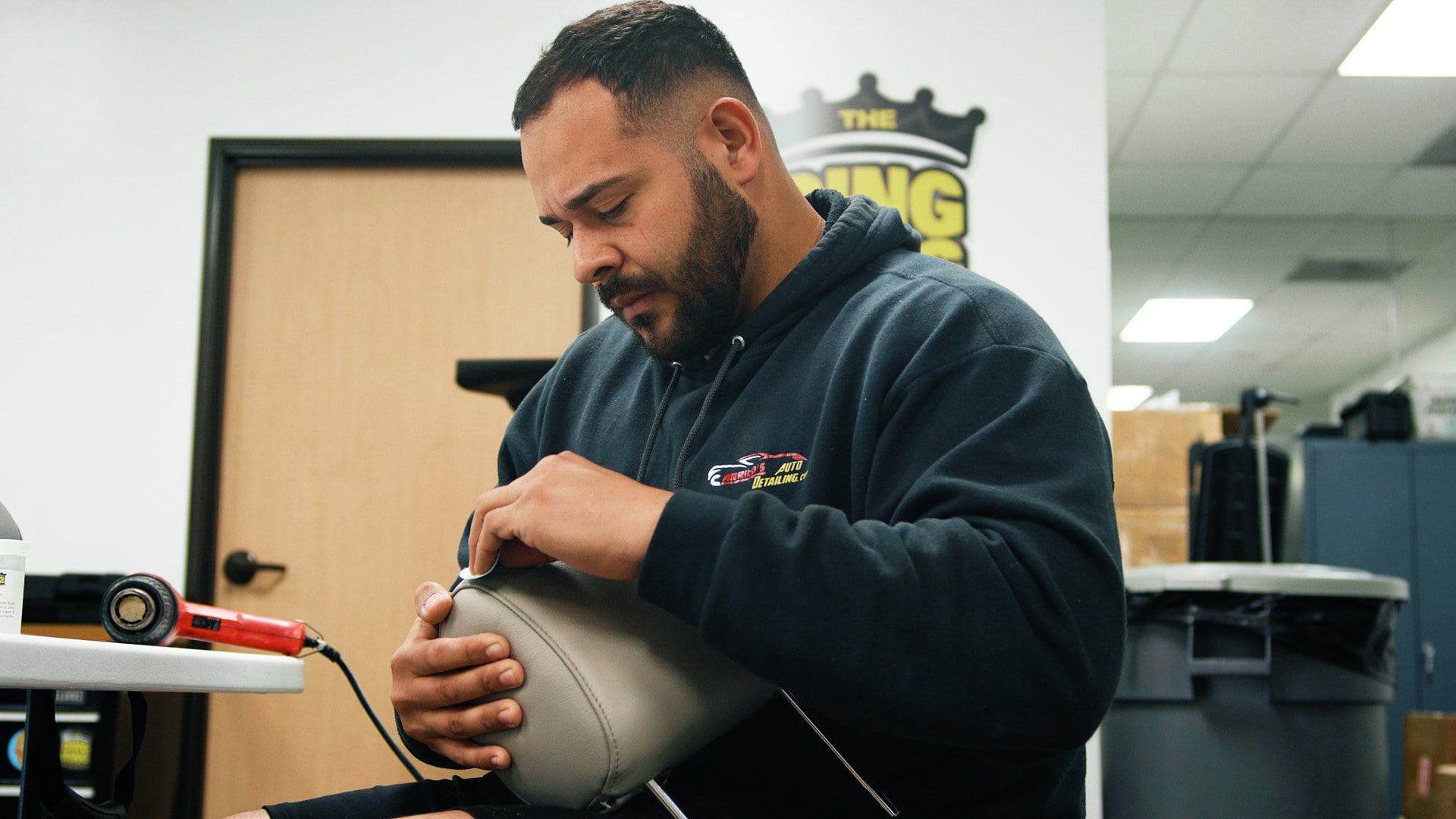 man performing interior repair